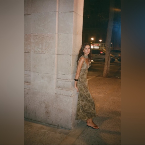 Zara Leopard-Print Maxi Slip Dress in Tan and Black - Picture 6 of 7